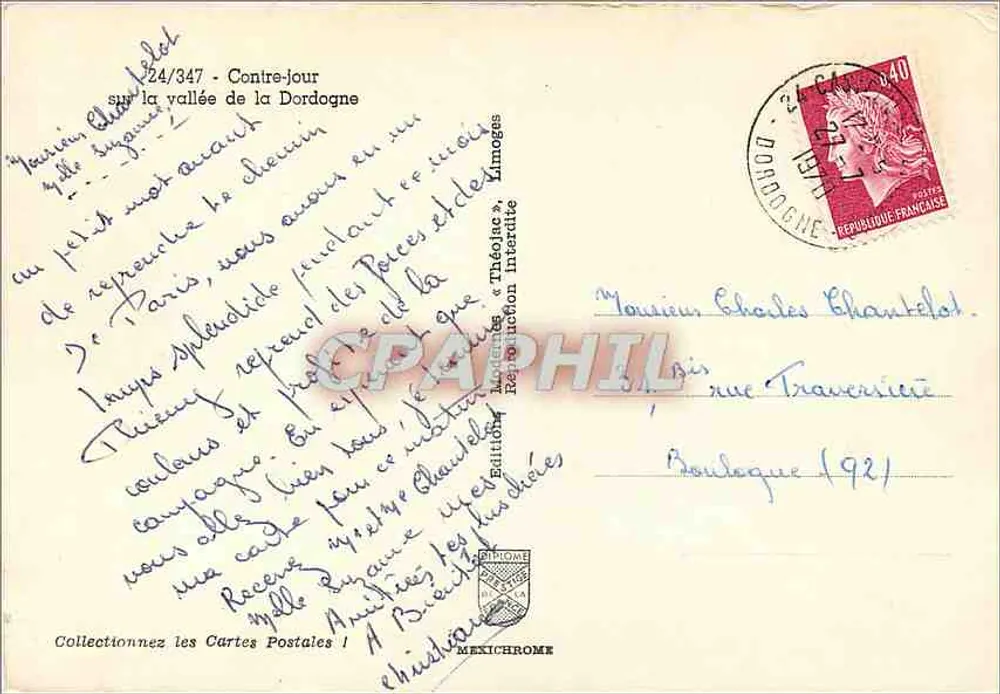 Contre-Jour sobre a vallé da Dordogne — Éditions Méxichrome, n°24/347 - Verso