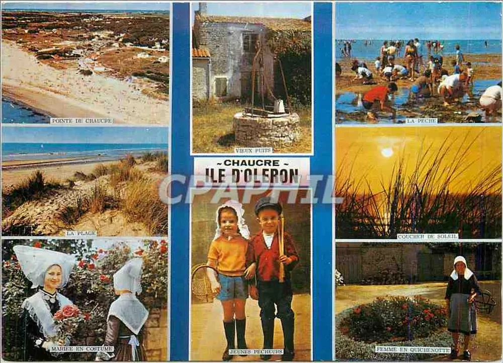 Chaucre — Ilha de Oléron — vista da praia, do velho poço, da pesca e da mulher em quichenoitte — editor Art & Décor (Nantes) - Frente