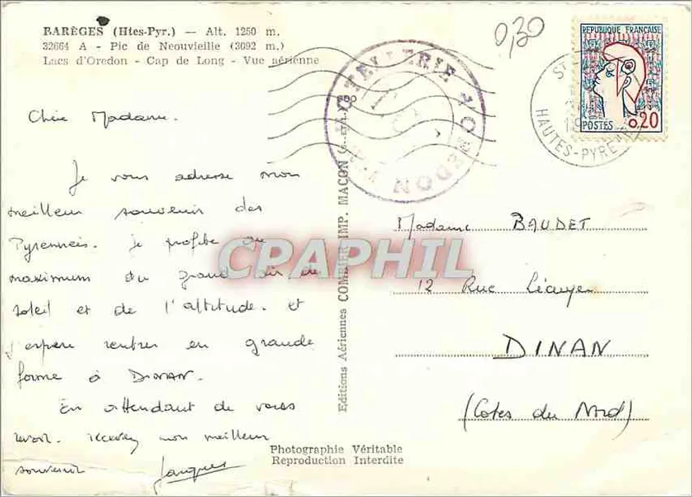 Lacs d'Oredon - Cap de Long — Luftbild — Luftbild-Editionen COMIÉ — n° 32064 - Rückseite