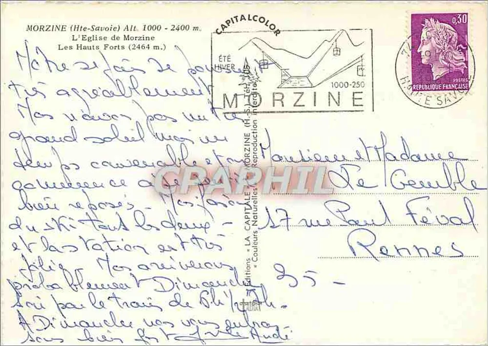 Morzine (Haute-Savoie) — Ansicht der Kirche und der Hauts Forts im Winter — Éditions La Capitalcolor - Rückseite