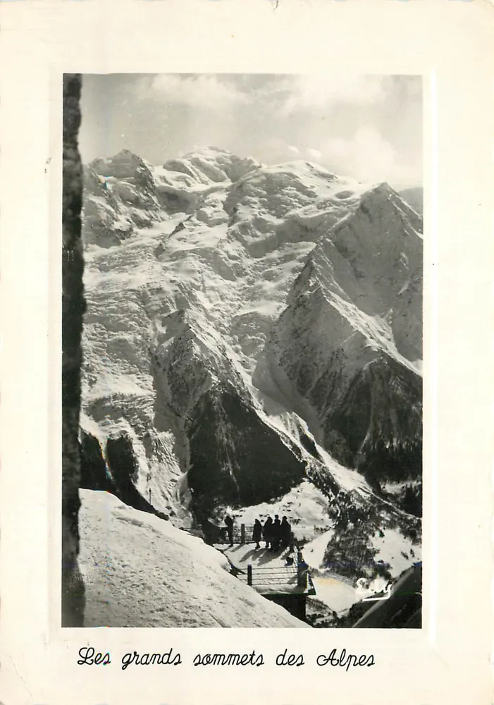 Os grandes picos dos Alpes — vista do Monte Branco (4807 m) visto do Brevent — Edições EDY (Savoie) - Frente