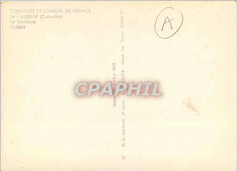 A Basílica - Lisieux (Calvados) — editor Couleurs et Lumière de France, n° 10/9884 - Verso