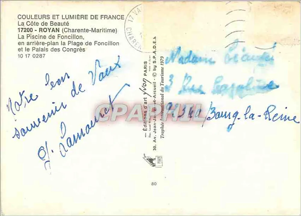 La Piscine de Foncillon e il Palazzo dei Congressi — Royan (Charente-Maritime) — Éditions d'Art Yvon Paris - Verso