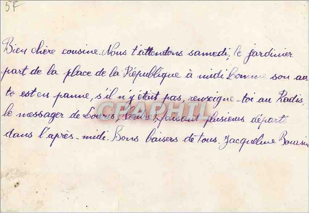 Place de la République — Paris — Carta postal com selo 1fr20 - Verso