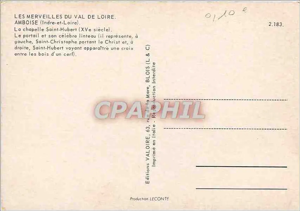 Amboise — Capela de São Huberto — Edições Valoire - Verso