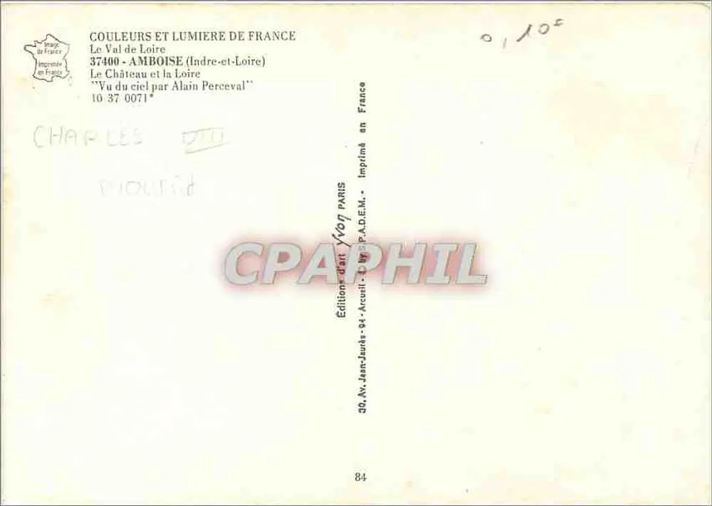 Das Schloss und die Loire — Aufnahme von oben von Alain Perceval — Éditions Jean-Jaurès, 30, Av. Jean-Jaurès, 94 - Rückseite
