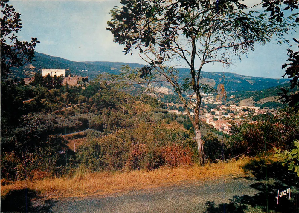 Amélie-les-Bains-Palalda — vista do castelo dominando a cidade — editor Juon, n° 10-10864 - Frente