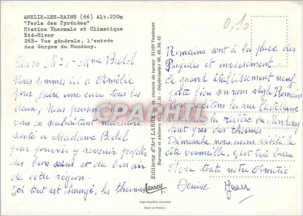 Amélie-les-Bains (66) — "Perla das Pirineus" — Edições de Arte Larrey - Verso