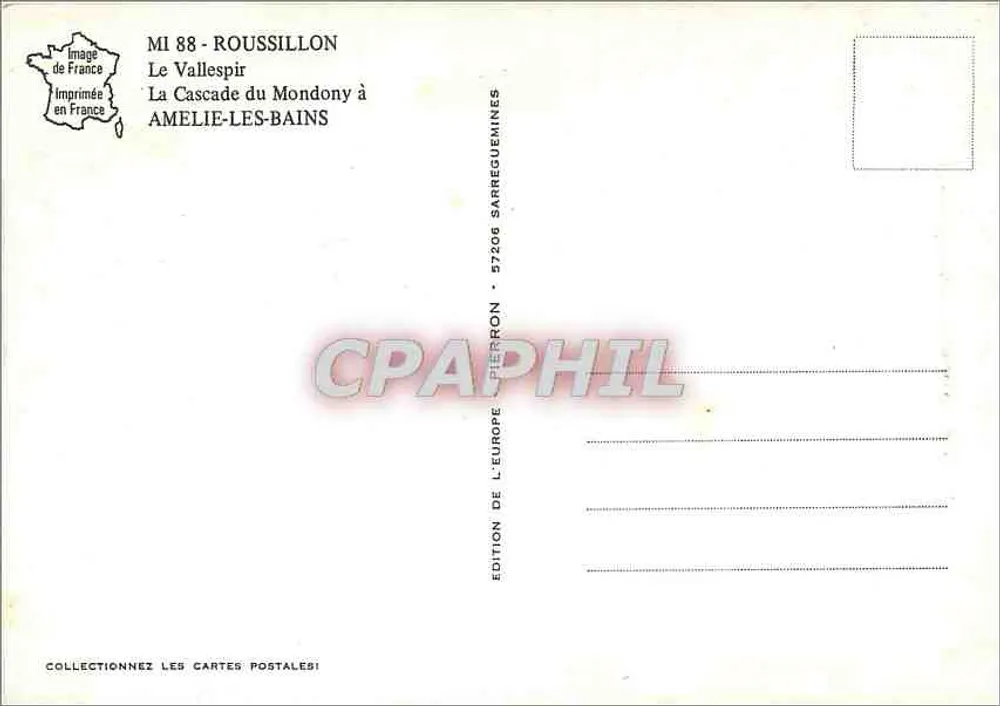 Die Mondony-Wasserfälle bei Amélie-les-Bains — Roussillon — Édition de l'Europe - Rückseite
