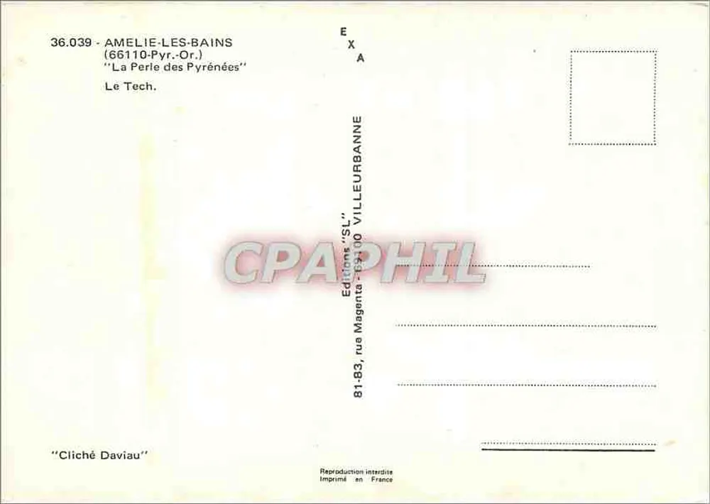 Amélie-les-Bains — 'La Perle des Pyrénées' — Editions 'SL' n°36.039 - Back