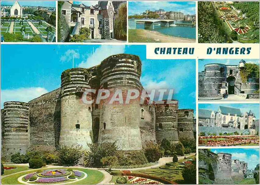 Castelo de Angers — vista panorâmica com jardins e torres — Edições GREFF, Paris - Frente