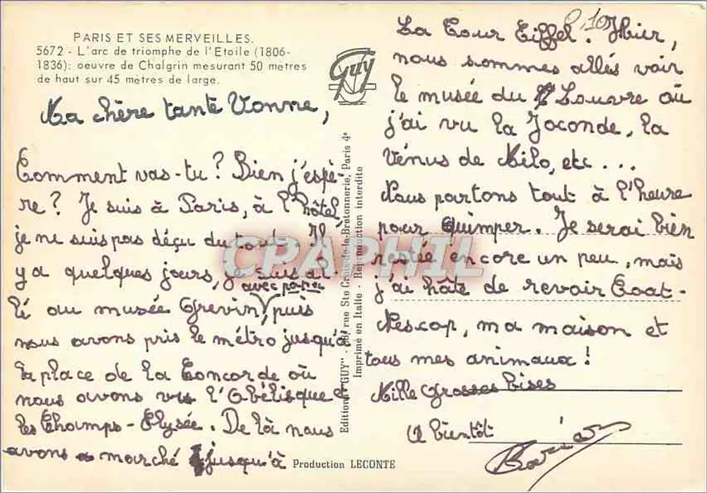 Arc de Triomphe — Paryż — Wydawnictwo GUY, nr 5672 - Rewers