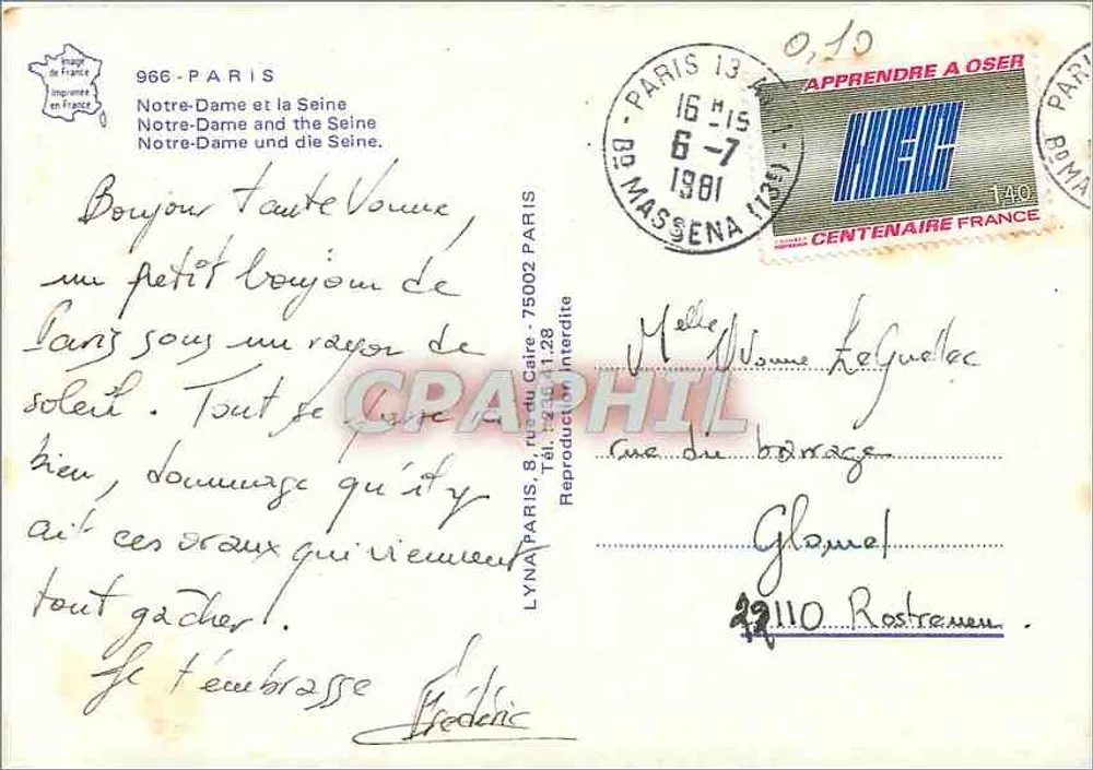 Notre-Dame de Paris — a Sena — editor LYNAPARIS, n° 966 - Verso