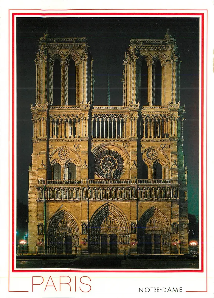 Paris — Beleuchtete Fassade der Kathedrale Notre-Dame — Éditions Chantal - Vorderseite
