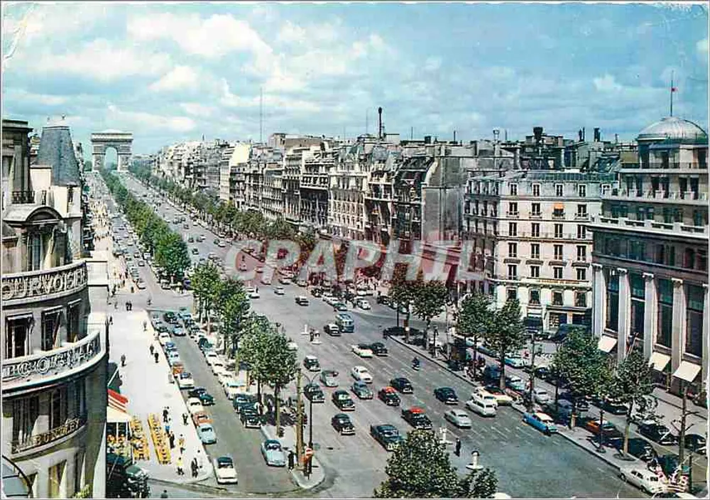 Paris - Avenida dos Campos Elísios — vista aérea — Éditions Mexichrome, n°507 - Frente