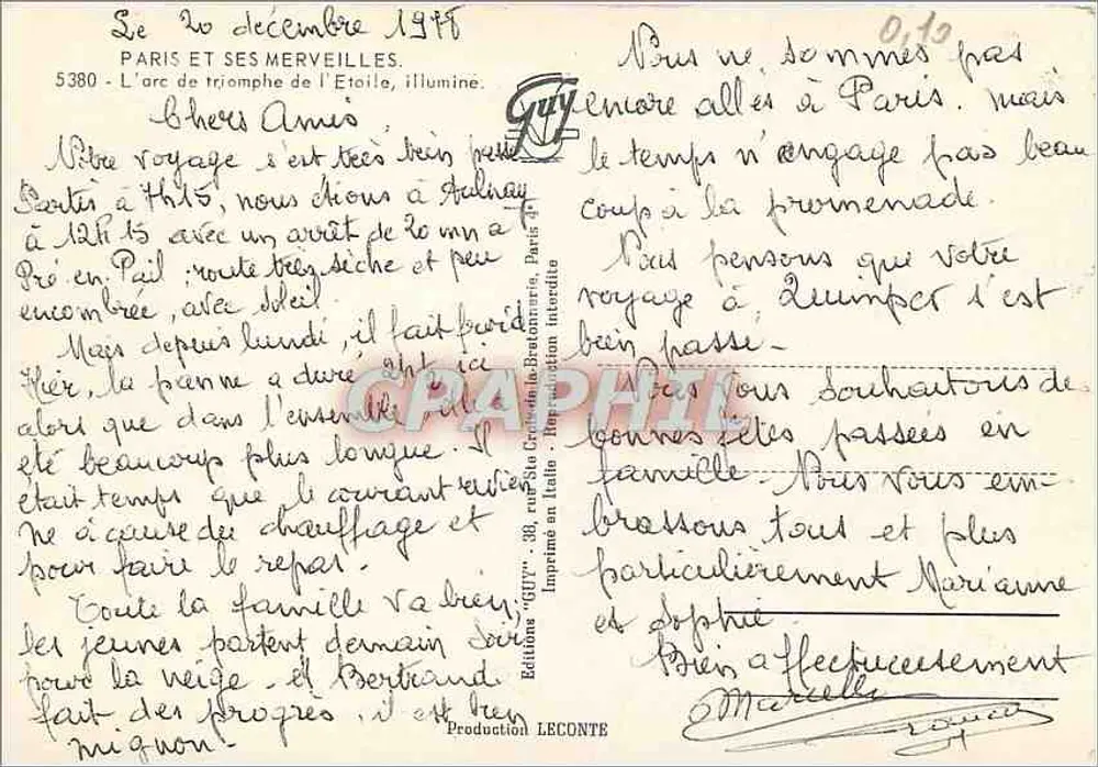 पेरिस - ट्रियंफ के आर्क, प्रकाशित - एडिशन्स ग्यू, क्रमांक 5380 - पीछे