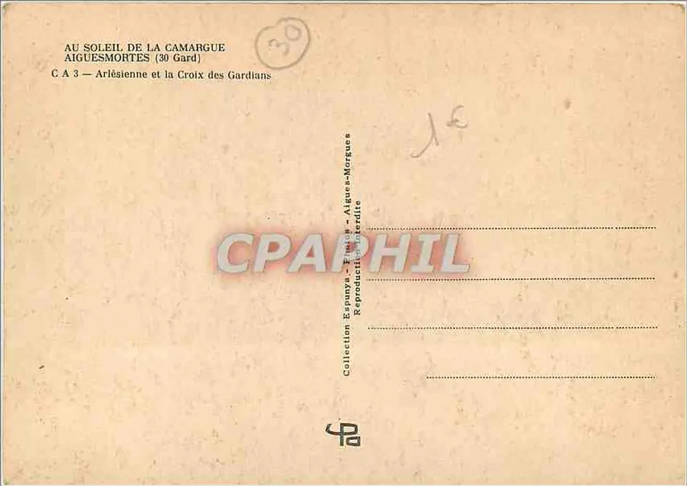 Aiguesmortes (30 Gard) — Kreuz der Gardians — Collection Espunya - Rückseite