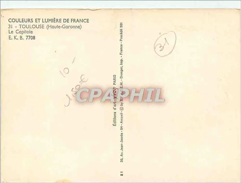 O Capitólio — Toulouse (Haute-Garonne) — Edições Jean-Yvor - Verso