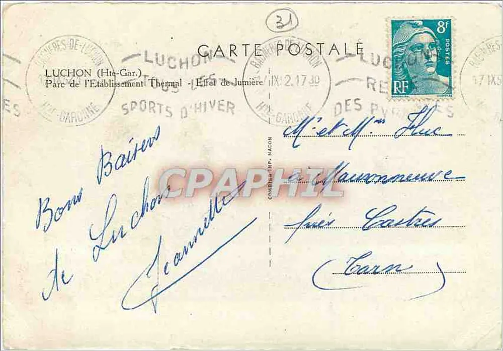Landschaft mit See und Schwänen — Luchon (Haute-Garonne) — unbekannter Verlag - Rückseite