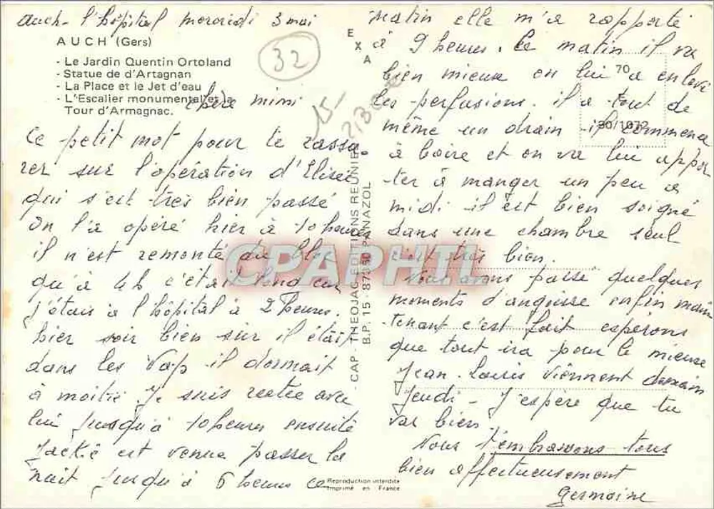 Auch — vista panorâmica — Editor Thérier, n° 32 000 - Verso
