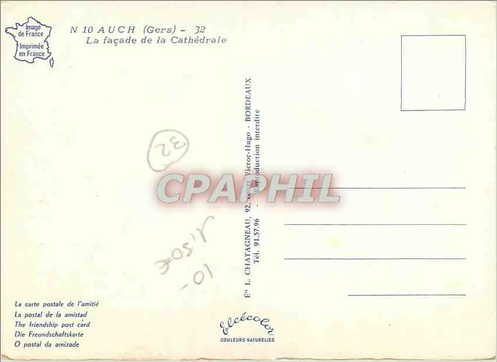 Auch (Gers) — Fachada da Catedral — Editora Élécée - Verso