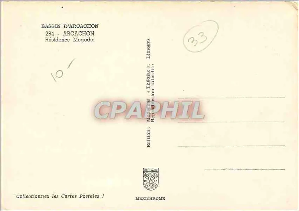 Bassin d'Arcachon — Résidence Mogador — Éditions Méxichrome - Verso
