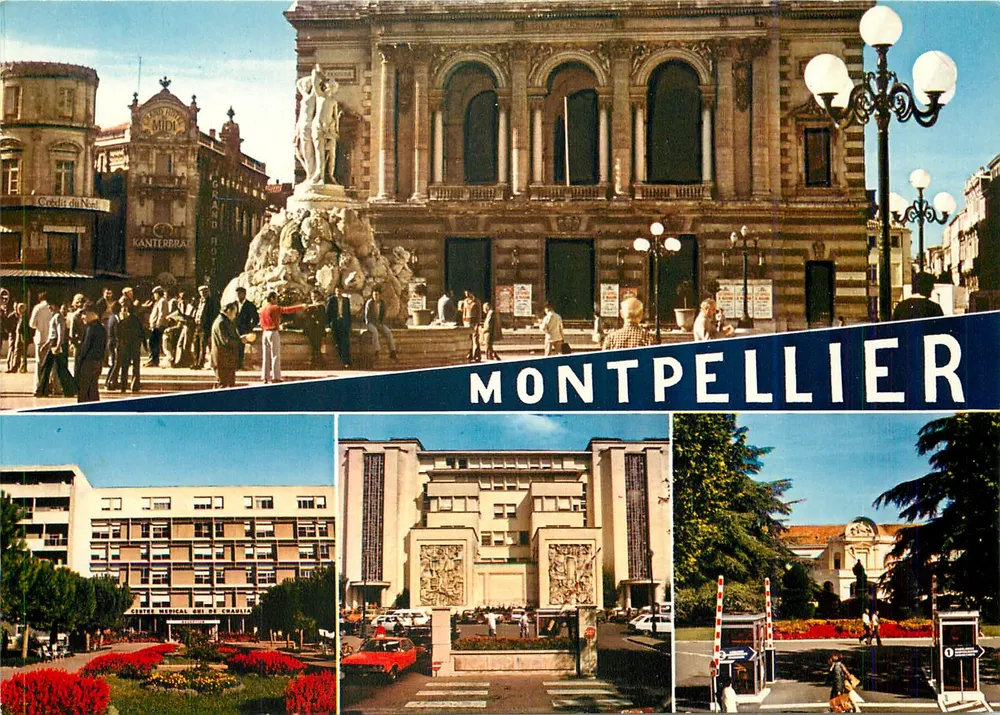 Montpellier — Ansicht der Place de la Comédie und der Krankenhäuser — Éditions de France - Vorderseite