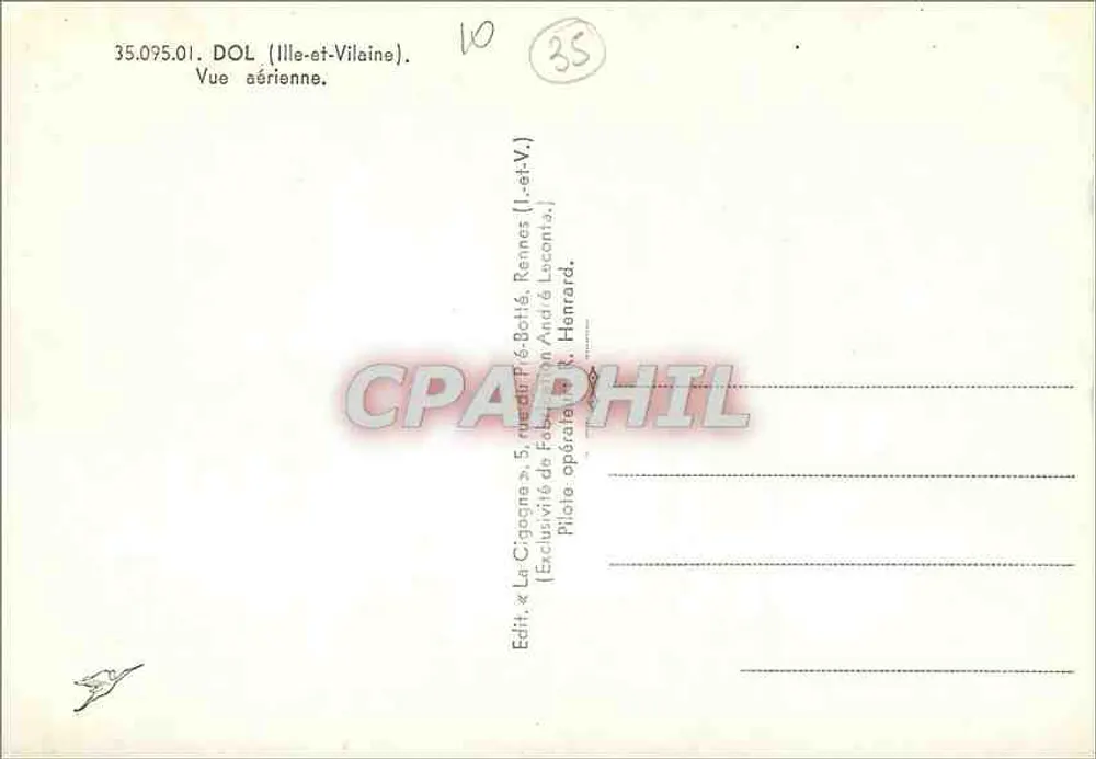 DOL (Ille-et-Vilaine) — Vista aérea — Édit. « La Cigogne », Rennes - Verso