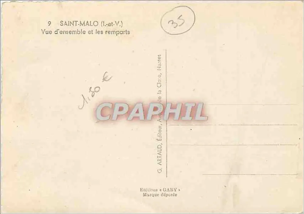 Saint-Malo (I.-et-V.) — Panoramablick und die Mauern — G. ARTAUD, Editions « GABY » - Rückseite