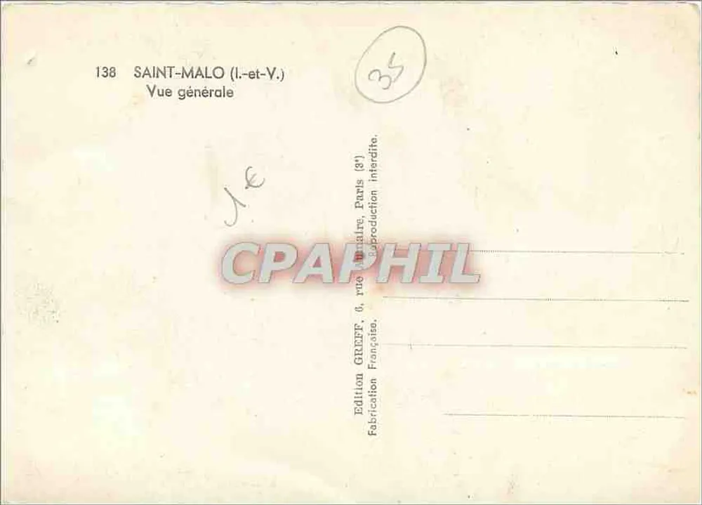 Saint-Malo (I.-et-V.) — Vista geral — Edição Greff - Verso