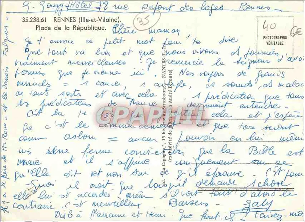 Platz der Republik — Rennes — Verlag IA CIGOGNE - Rückseite