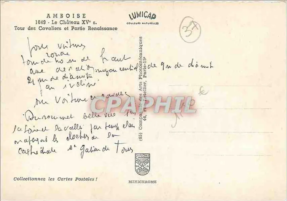 Amboise — Das Schloss des 15. Jahrhunderts, Turm der Ritter und Renaissance-Teil — IRIS - Rückseite