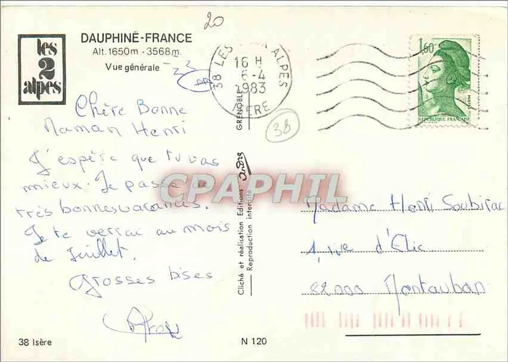 Die beiden Alpen — Allgemeiner Blick — Edition Les 2 Alpes, Nr. 120 - Rückseite