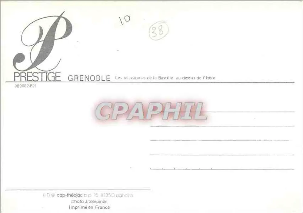 Die Seilbahnen der Bastille über den Isère — Prestige Grenoble, Nr. 389082.P21 - Rückseite