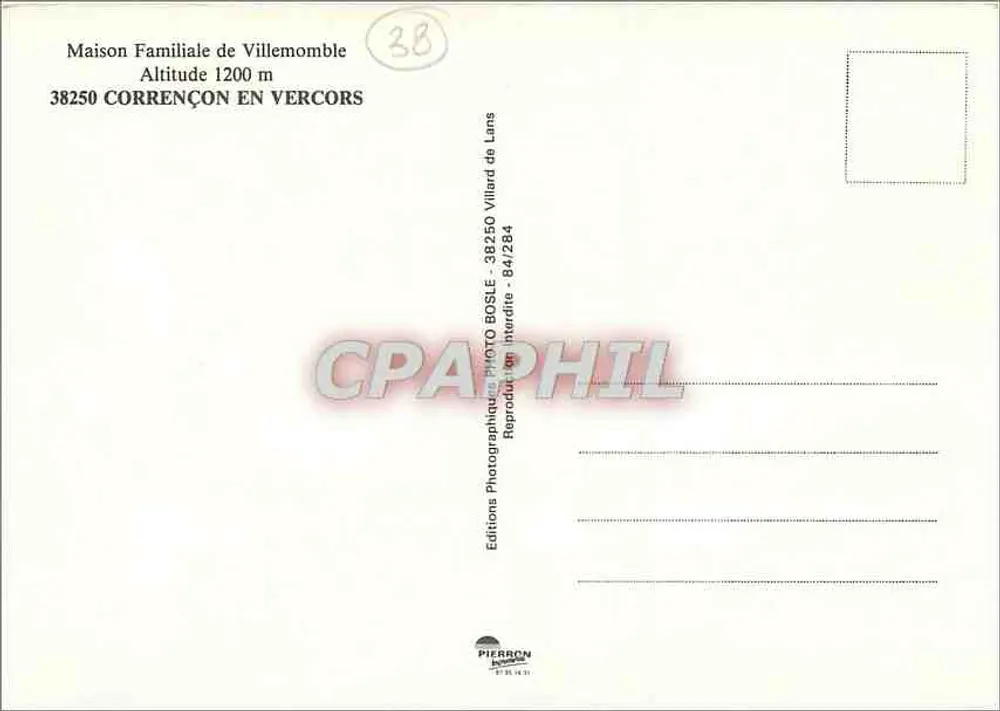 Familienhaus Villemomble — Höhe 1200 m — Verlag Pierron - Rückseite