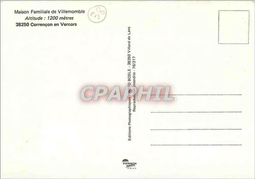 Familienheim Villemomble — Höhe: 1200 Meter — Pierron Editions - Rückseite