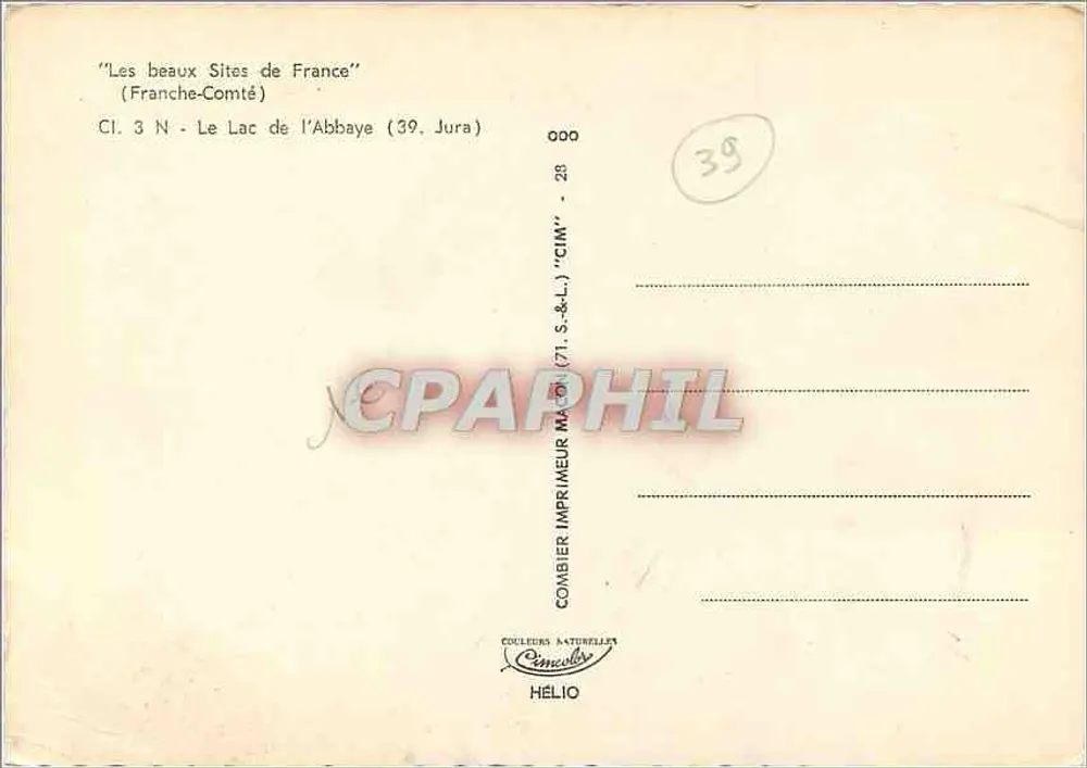 See der Abtei — Franche-Comté — Druckerei Combier - Rückseite