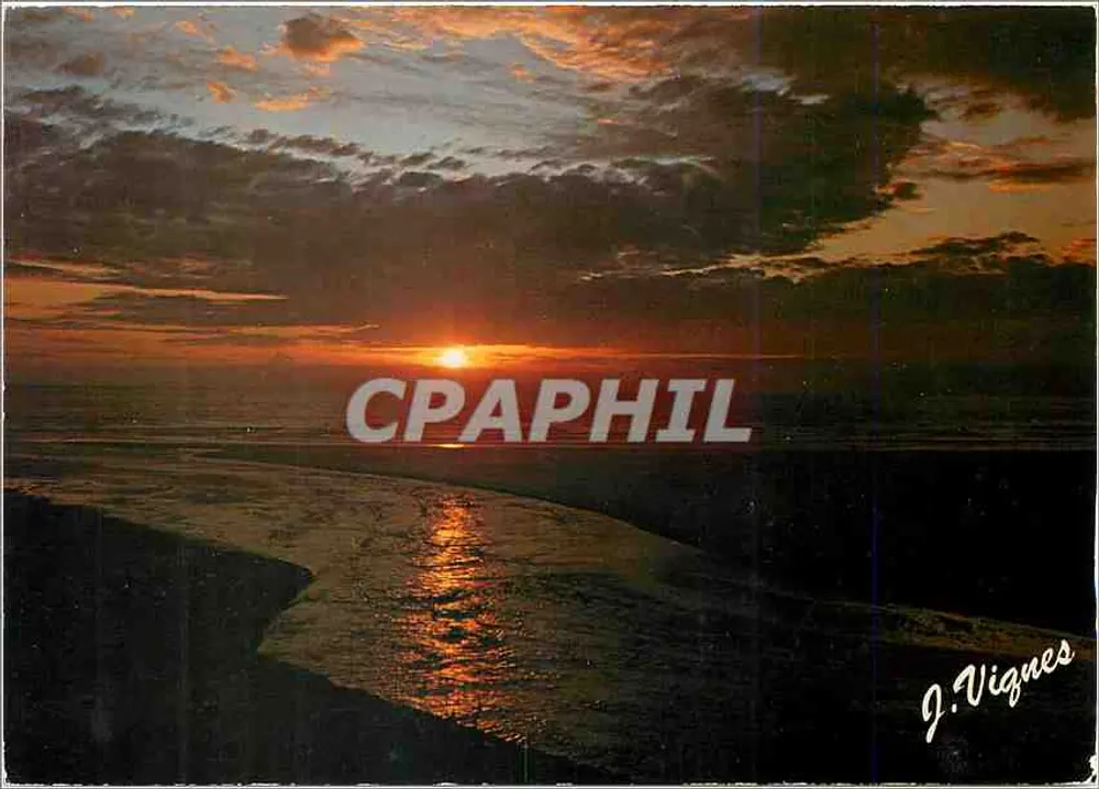 Gesicht der Landes — Sonnenuntergang über den Ozean — J. Vignes - Vorderseite