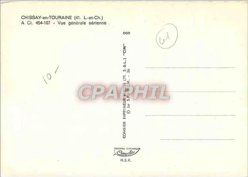 Chissay-en-Touraine — Allgemeine Luftaufnahme — Combier Imprimeur-Naturelles - Rückseite
