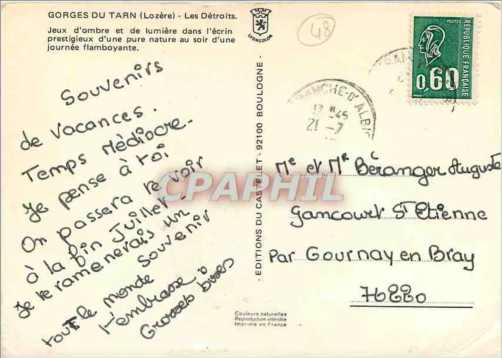 Gorges do Tarn (Lozère) — Les Détroits — Éditions Du Castellet - Verso