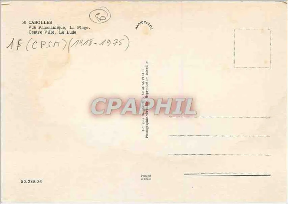 Carolles — Erinnerung an Carolles — Panoramique Editions, Le Lude - Rückseite