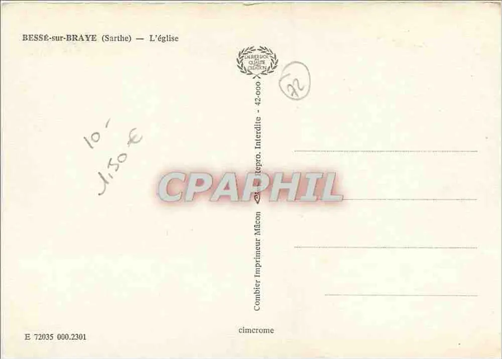 BESSE-sur-BRAYE (Sarthe) — La chiesa — Editore Combier - Verso