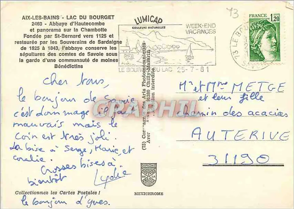 Aix-les-Bains - Lac du Bourget — Abtei Hautecombe — Verlag IRIS - Rückseite