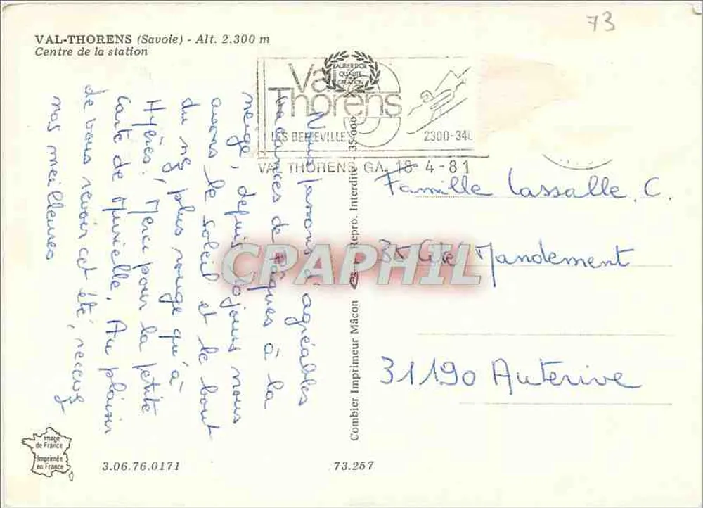वैल-थोरेंस (सैवोय) — स्टेशन के केंद्र — छापकर्ता कॉम्बियर - पीछे