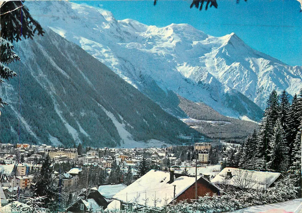 Chamonix Mont Blanc — Allgemeiner Blick und Mont Blanc im Winter — Ediz. SACAT, Nr. 1101 - Vorderseite