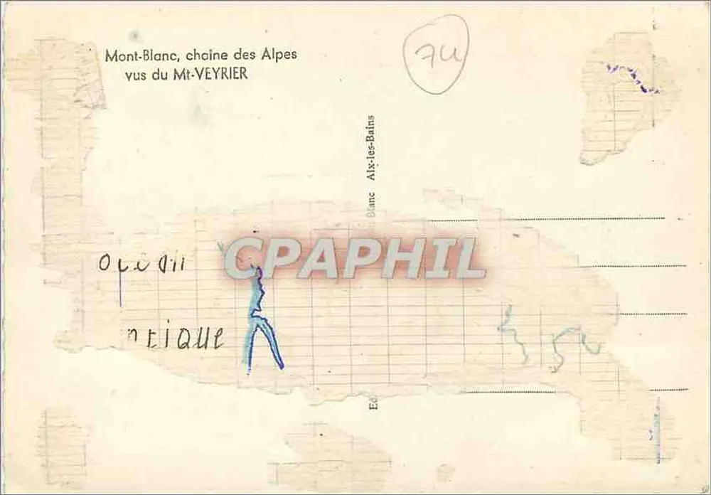 Mont-Blanc, Alpenkette vom Mt-Veyrier aus gesehen — Verlag: Alx-les-Bains - Rückseite