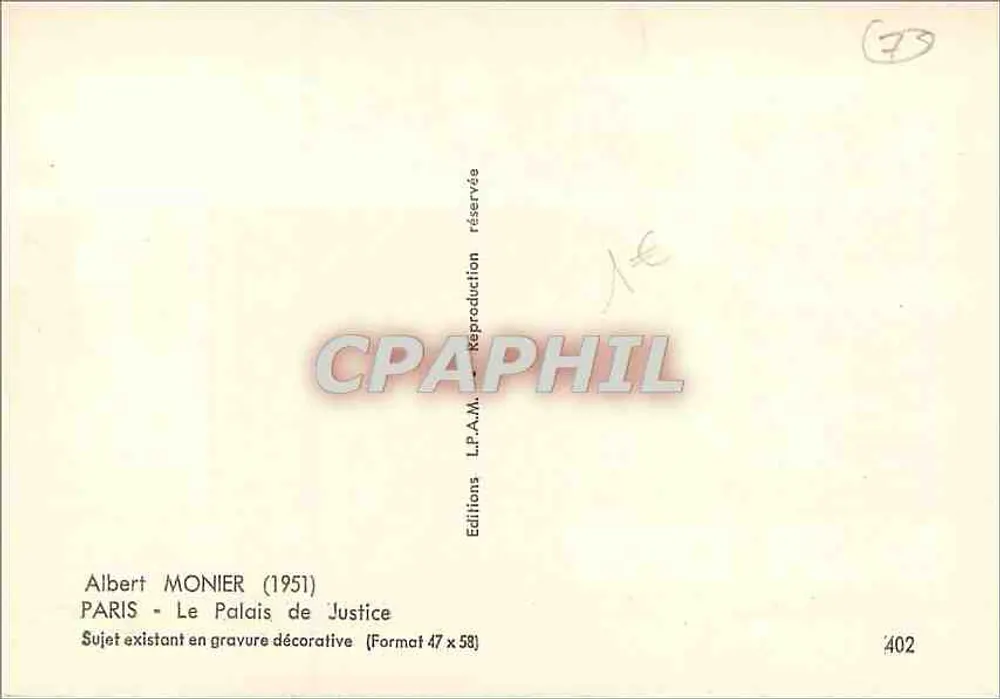 Paryż - Pałac Sprawiedliwości — Albert Monier (1951) — Éditions L.P.A.M. - Rewers
