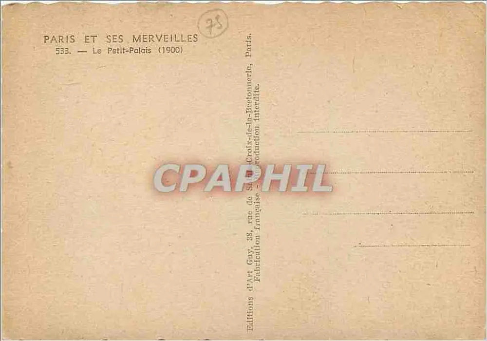 O Petit-Palais — Paris (1900) — Éditions d'Art Gay - Verso