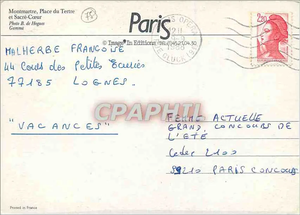 Montmartre, Place du Tertre und Sacré-Cœur — Foto B. de Hogues — Éditions Gamma - Rückseite