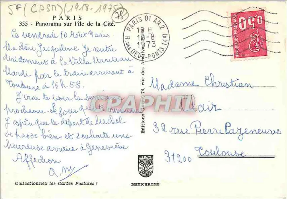 Panorama sobre a ilha de la Cité — Paris — Edições Greff - Verso